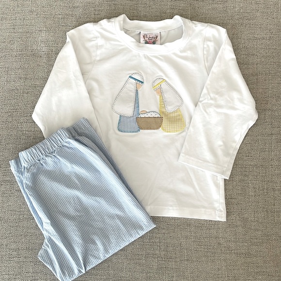 The Smocking Place Christmas Nativity top & pants set, Holy Family, size 3T 🎄 - Picture 1 of 5
